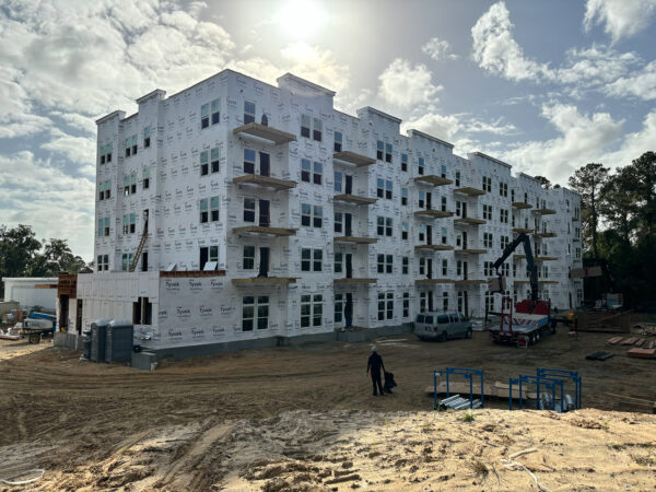 Carrington Manor - affordable senior housing - exterior walls going up